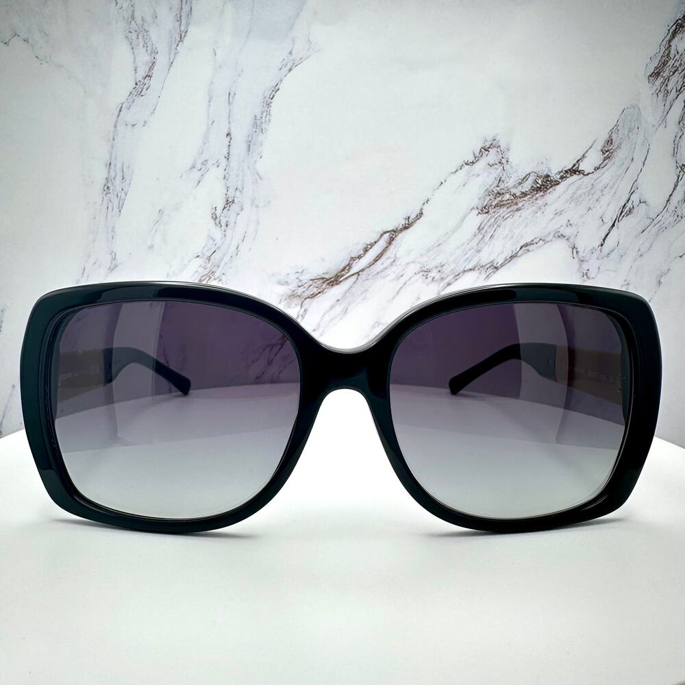 New Burberry Sunglasses Black Square Frames Checkered Arms Gradient BURBERRY - Picture 3 of 16